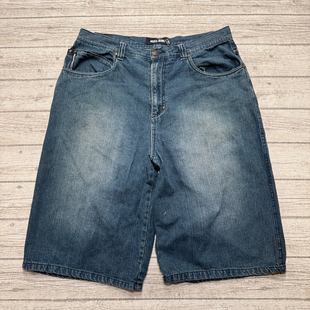 Y2K Mecca Denim Shorts Mens 36 Blue Cotton Classic Fit Streetwear Utility Skater